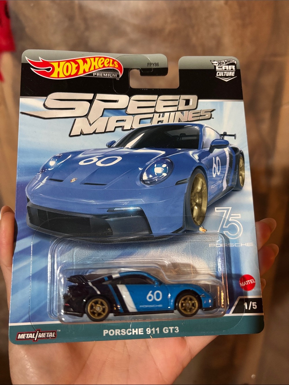 Hot Wheels Premium Blue Porsche 911 GT3 Toy Car